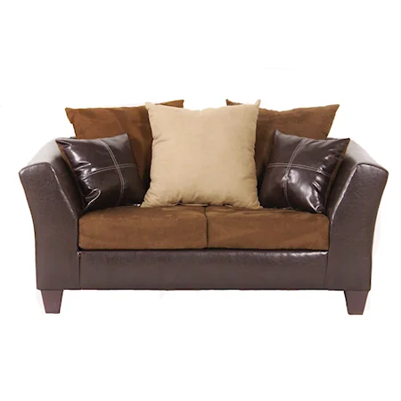 Contemporary Loveseat with Scatted-Pillow Back